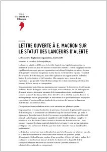 lettre ouverte à e. macron sur le statut des lanceurs d'alerte - ligue des droits de l’homme