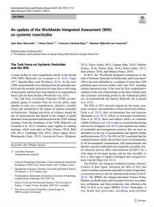 Visuel An update of the Worldwide Integrated Assessment (WIA) on systemic insecticides