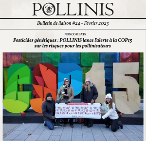 Capture d'écran du bulletin de liaison de Pollinis numéro 24 du mois de février