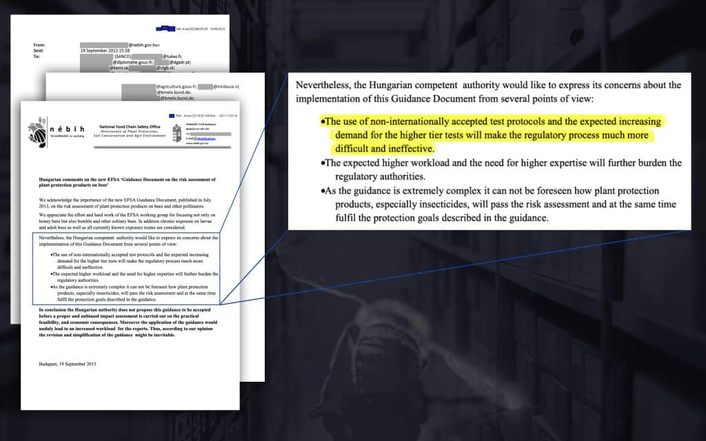 Mail de la Hongrie 2013 commentaires sur l'EFSA BGD