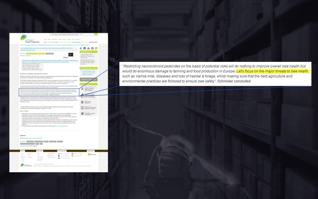Communiqué de presse de l'ECPA contre le Bee Guidance Document