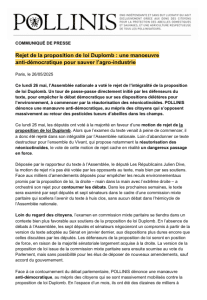 Rejet de la proposition de loi Duplomb : une manoeuvre anti-démocratique pour sauver l’agro-industrie