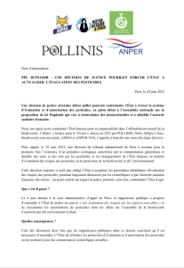 A l'approche du second vote de la proposition de loi Duplomb, les associations de Justice pour le Vivant ont adressé, le 24 juin 2025, une note d'information aux parlementaires pour leur rappeler l'urgence d'agir;