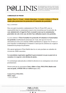 Communiqué de presse justice pour le vivant décision de la cour administrative d'appel