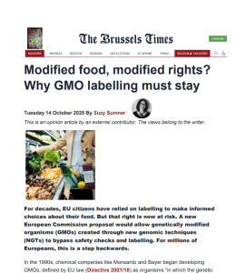 Aliments modifiés, droits modifiés ? Pourquoi l'étiquetage des organismes génétiquement modifiés doit-il être maintenu ?