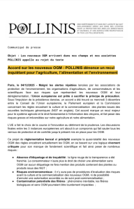 Accord sur les nouveaux OGM : POLLINIS dénonce un recul inquiétant pour l’agriculture, l’alimentation et l’environnement