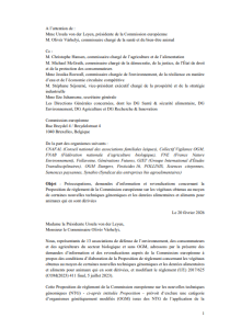 Lettre à la Commission européenne NGT
