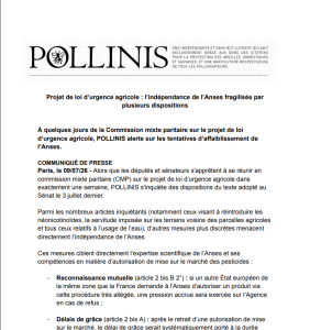 CP Projet loi d'urgence agricole Anses