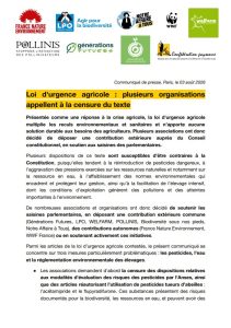 communiqué de presse loi d'urgence agricole